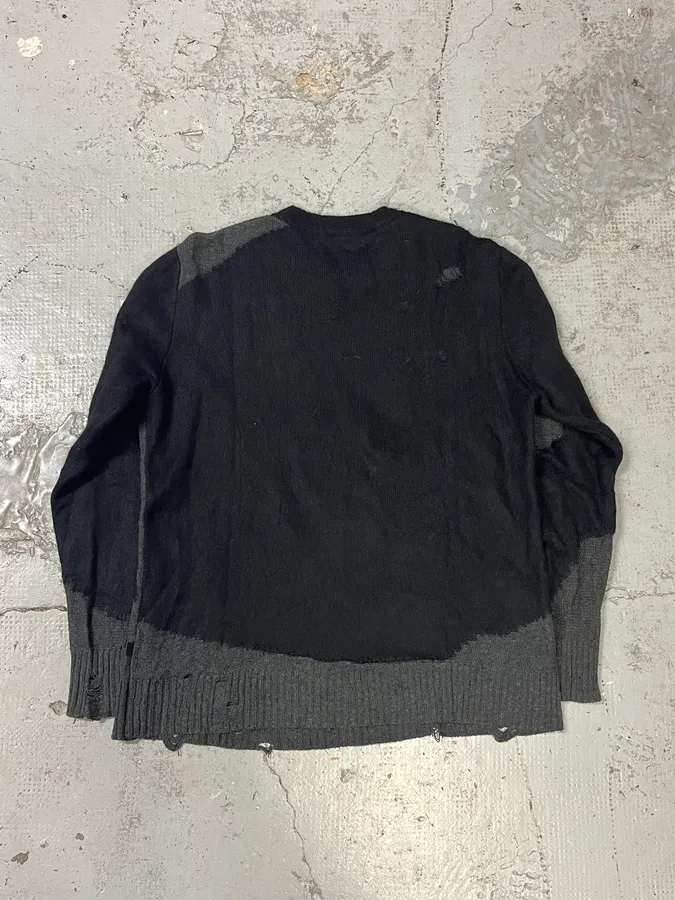 Diesel Destroyed Grey & Black Distressed Knit Sweater - Image 6