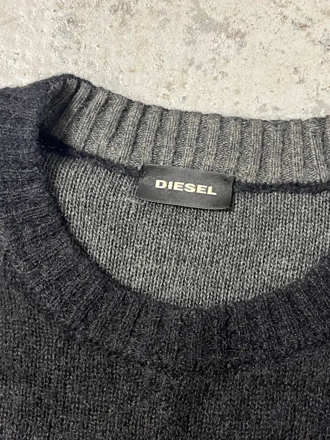 Diesel Destroyed Grey & Black Distressed Knit Sweater - Image 7
