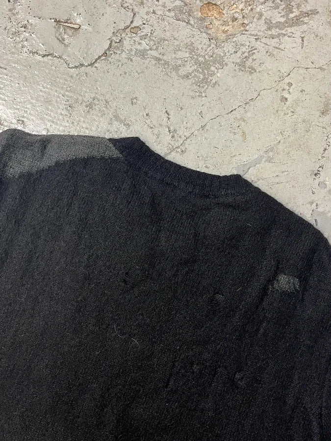 Diesel Destroyed Grey & Black Distressed Knit Sweater - Image 8