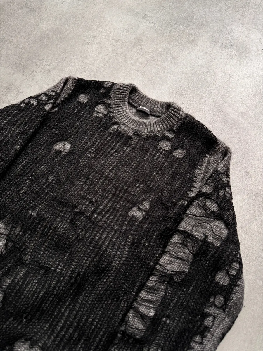 Diesel Destroyed Spiderweb Sweater - Image 3
