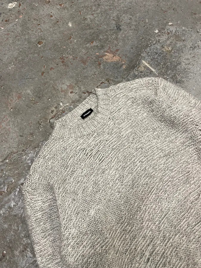 Diesel Distressed Grey Wool Sweater - Image 4