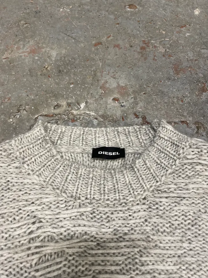 Diesel Distressed Grey Wool Sweater - Image 8