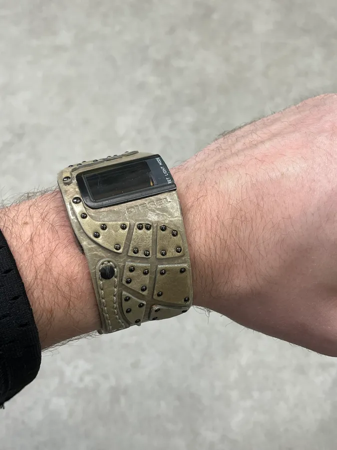 Diesel DZ 7067 Olive Patchwork Leather Watch - Image 4