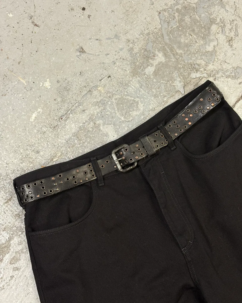 Diesel Eyelet Black Leather Belt