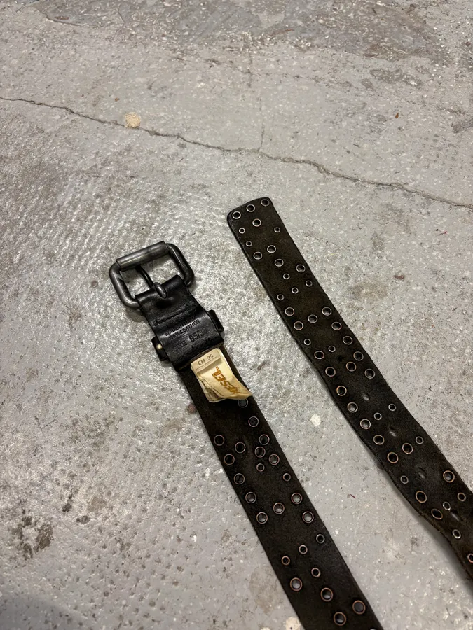 Diesel Eyelet Black Leather Belt - Image 5