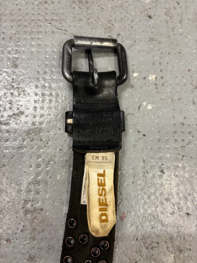Diesel Eyelet Black Leather Belt - Image 8