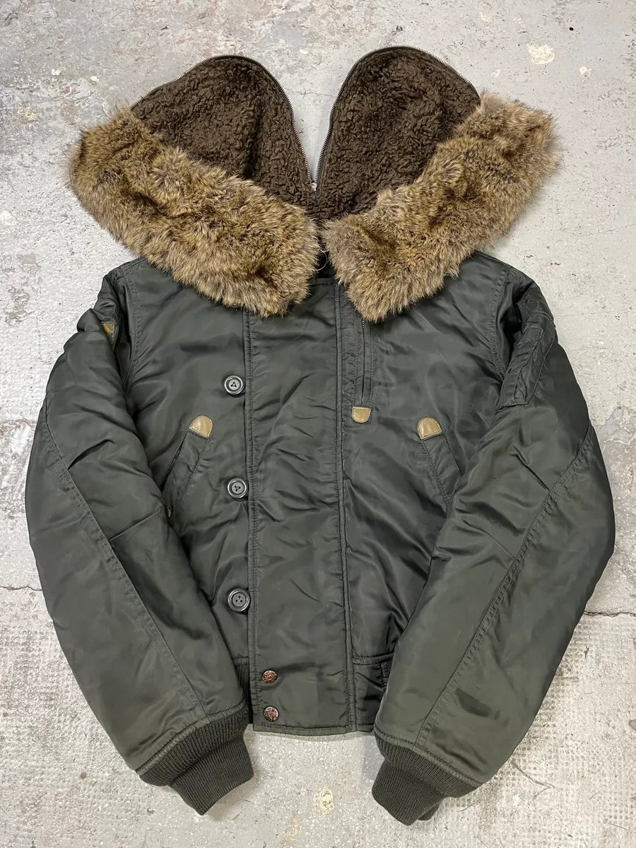 Diesel Faux Fur Zip Hooded Grey Bomber Jacket