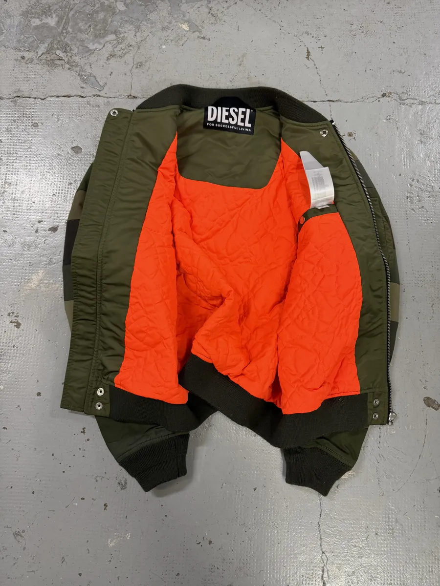 Diesel Green Irregular Green Bomber Jacket - Image 10