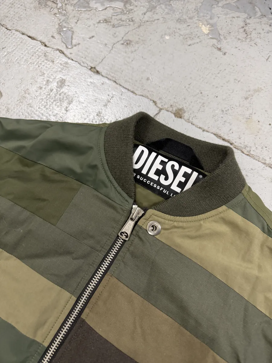 Diesel Green Irregular Green Bomber Jacket - Image 15