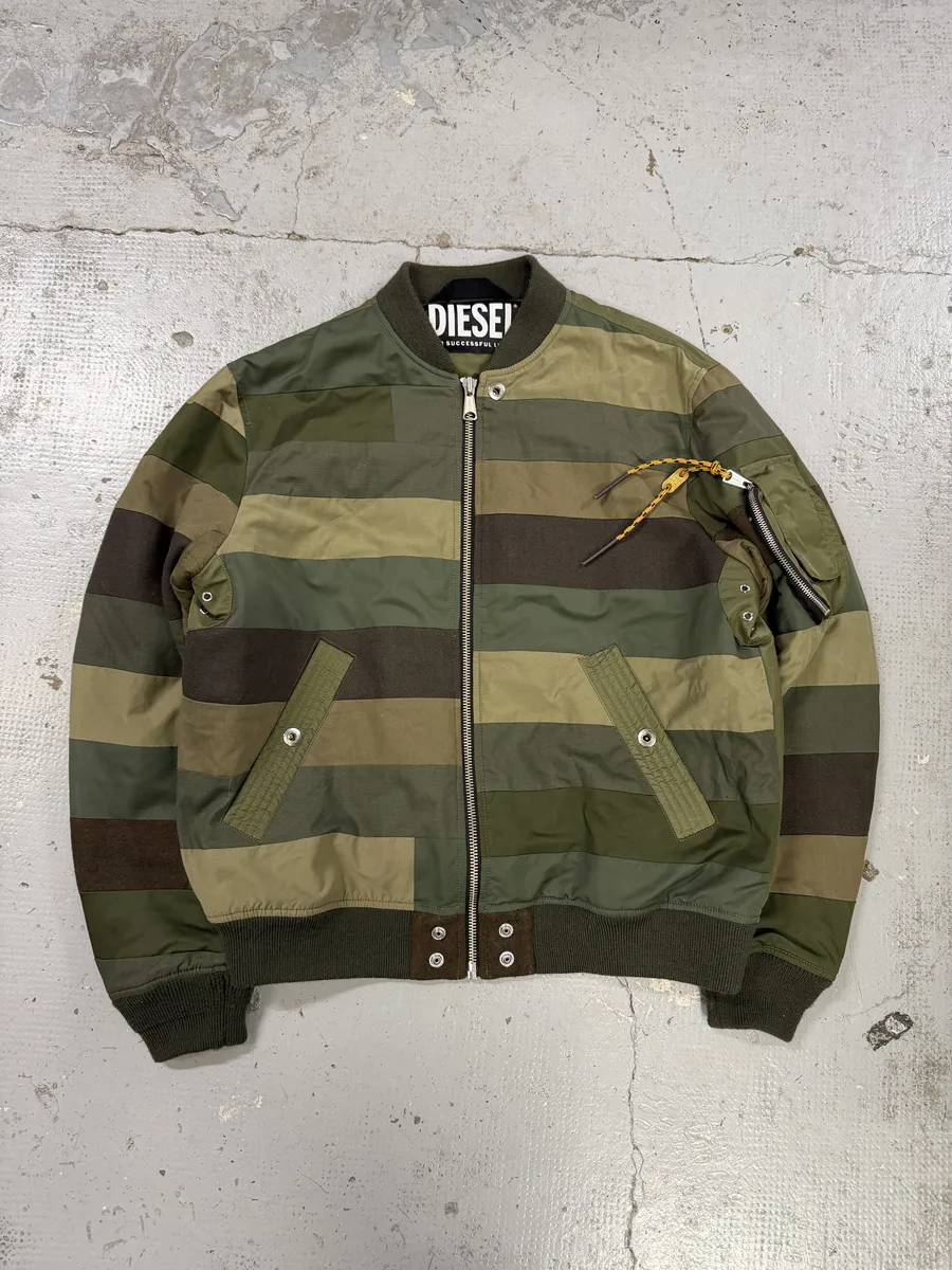 Diesel Green Irregular Green Bomber Jacket - Image 6