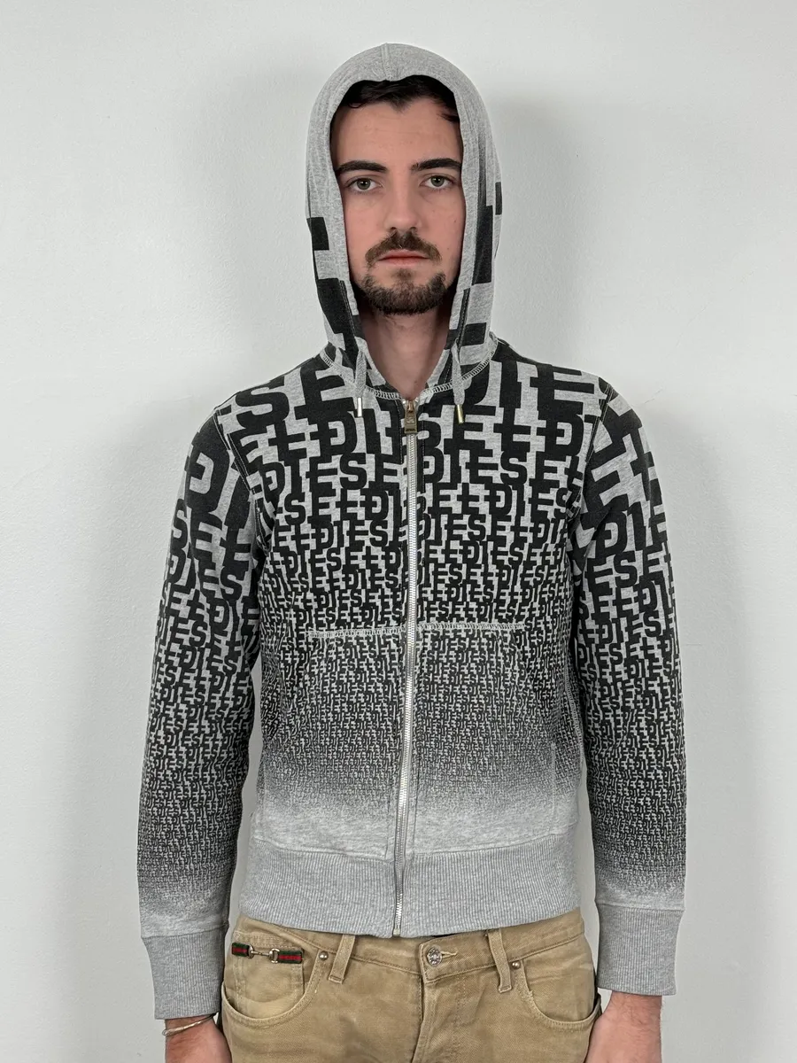 Diesel Grey & Black Extra Propaganda Zip-up Hoodie - Image 2