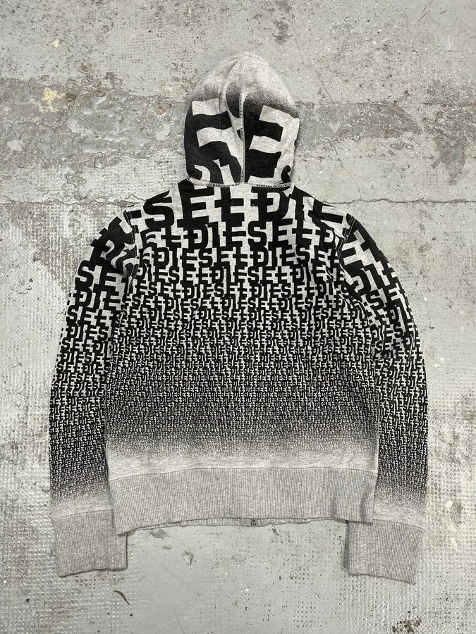 Diesel Grey & Black Extra Propaganda Zip-up Hoodie - Image 7