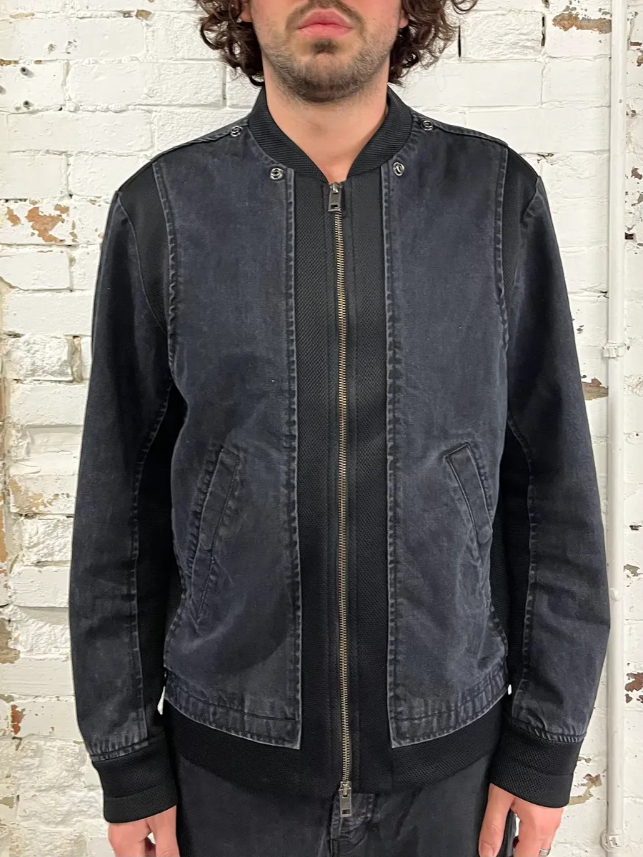 Diesel Grey & Black Hybrid Bomber Jacket