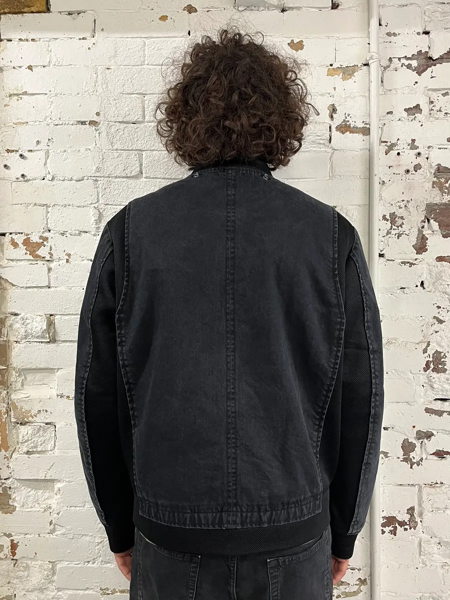 Diesel Grey & Black Hybrid Bomber Jacket - Image 2