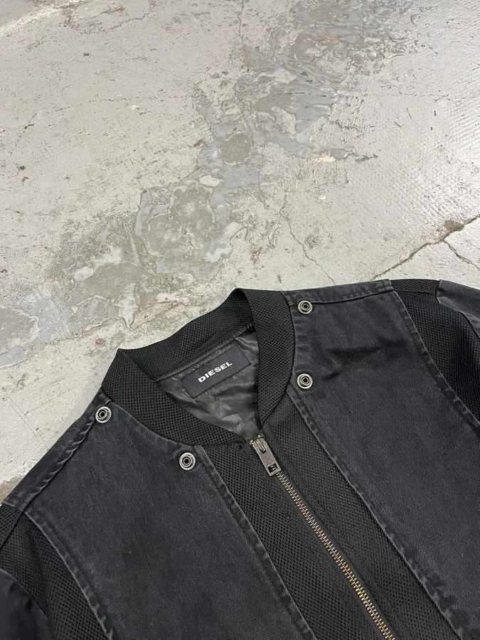 Diesel Grey & Black Hybrid Bomber Jacket - Image 5