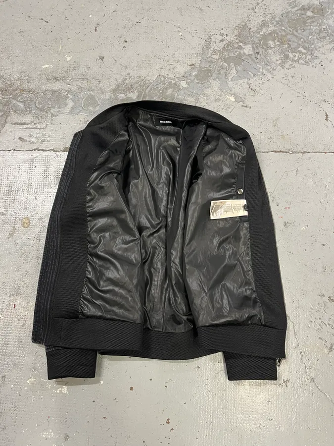 Diesel Grey & Black Hybrid Bomber Jacket - Image 8
