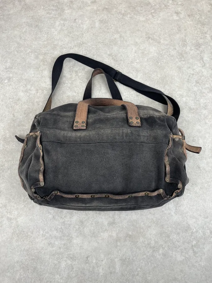 Diesel Grey & Brown Studded Cotton Army Shoulder Bag - Image 7