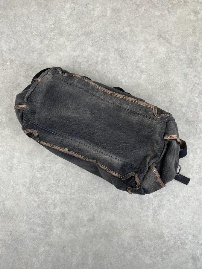 Diesel Grey & Brown Studded Cotton Army Shoulder Bag - Image 9