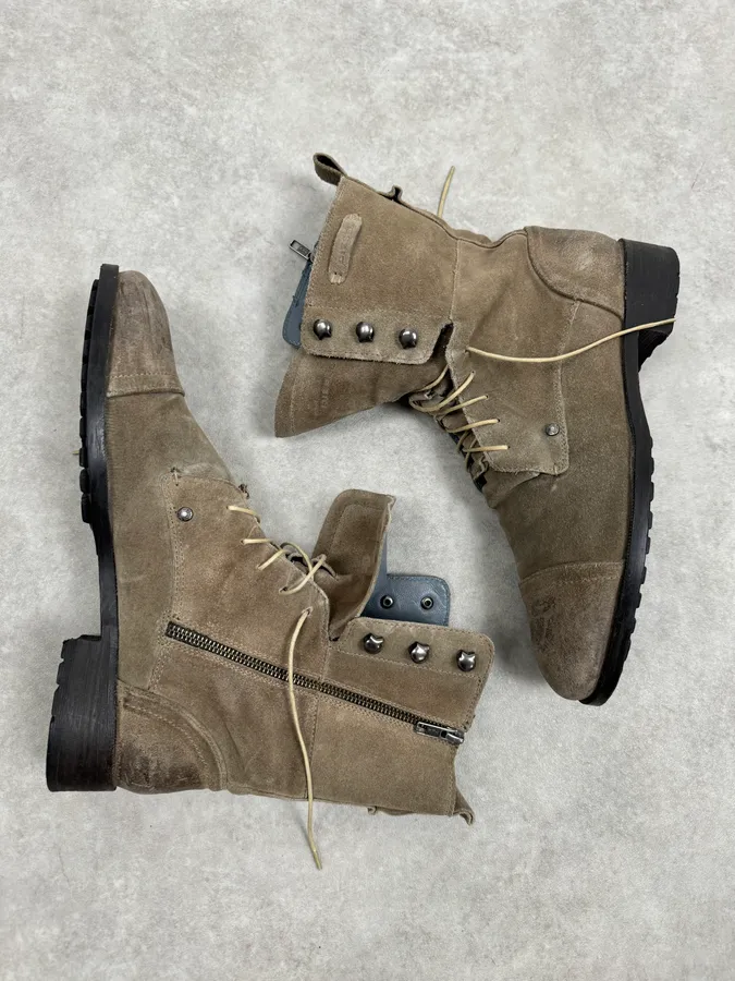 Diesel Grey Camel Suede Leather Boots - Image 3