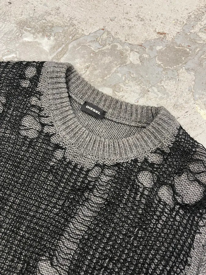 Diesel Grey & Distressed Black Layered Sweater - Image 5