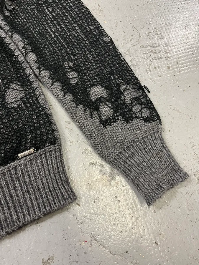 Diesel Grey & Distressed Black Layered Sweater - Image 6