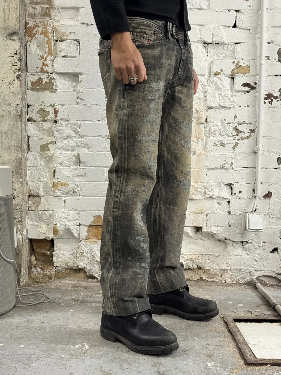 Diesel Grey Distressed Rebel Denim Jeans - Image 2