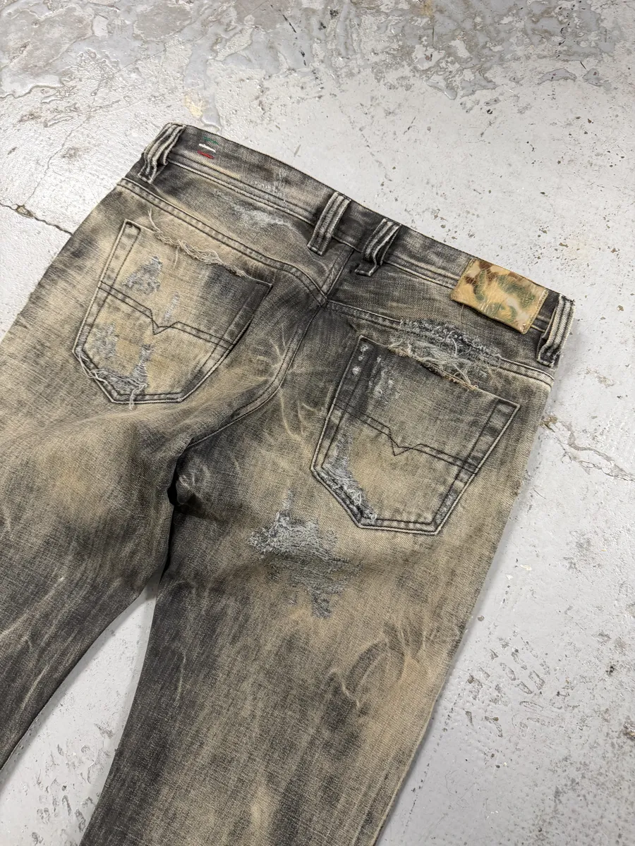 Diesel Grey Distressed Rebel Denim Jeans - Image 6
