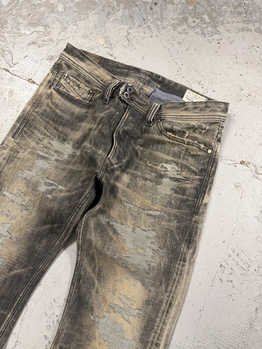 Diesel Grey Distressed Rebel Denim Jeans - Image 7