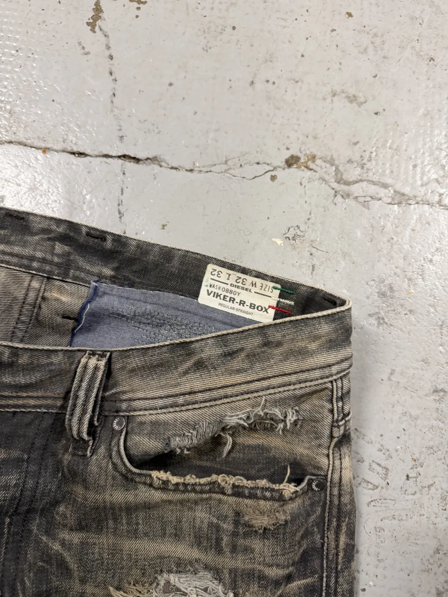 Diesel Grey Distressed Rebel Denim Jeans - Image 9