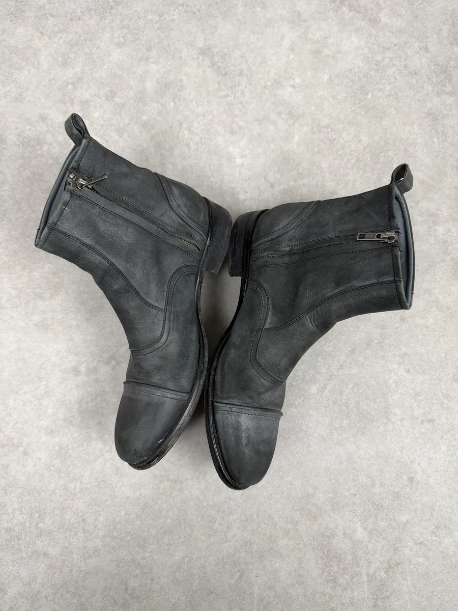 Diesel Grey Eroded Leather Boots - Image 3