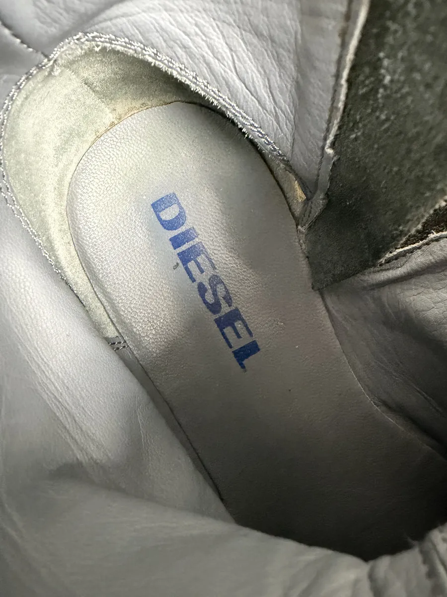 Diesel Grey Eroded Leather Boots - Image 6