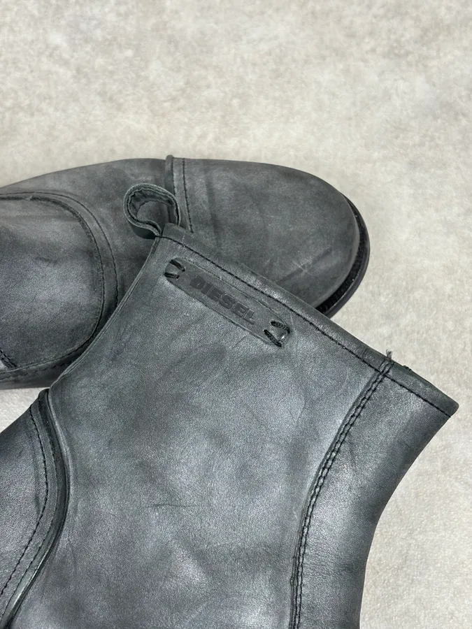 Diesel Grey Mid-Calf Leather Boots - Image 14