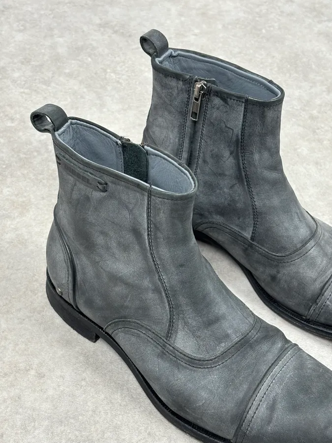 Diesel Grey Mid-Calf Leather Boots - Image 7