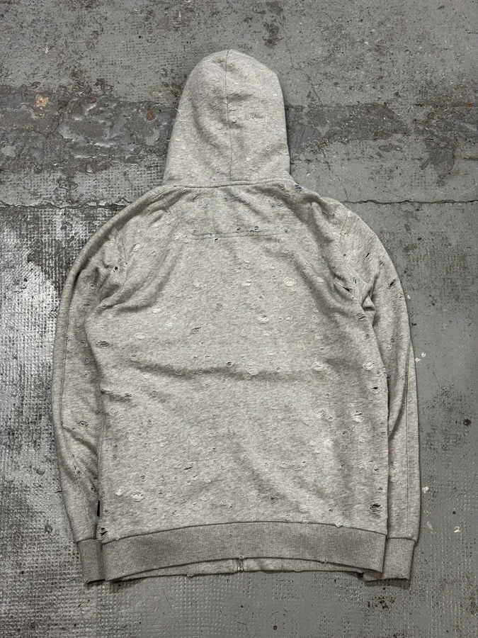 Diesel Grey Multiple Holes Zip-Up Hoodie - Image 4
