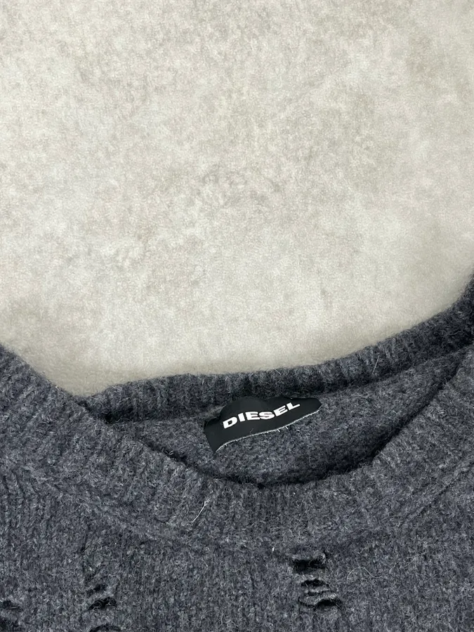 Diesel Grey Ripped Distressed Sweater - Image 7