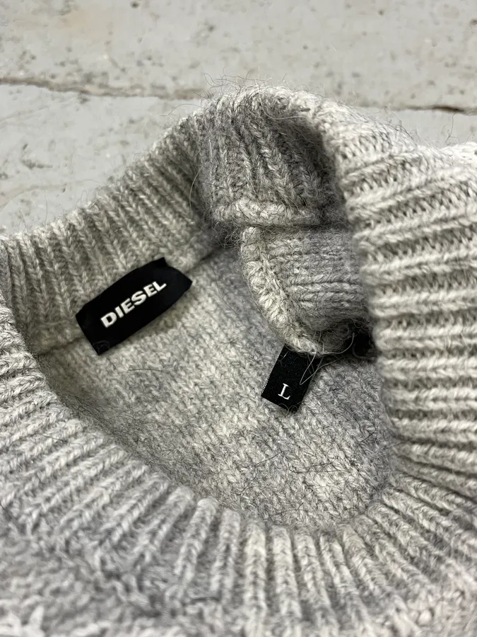 Diesel Grey Spyder Distressed Grilled Sweater - Image 9