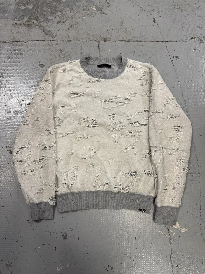Diesel Grey & White Distressed Sweater - Image 3