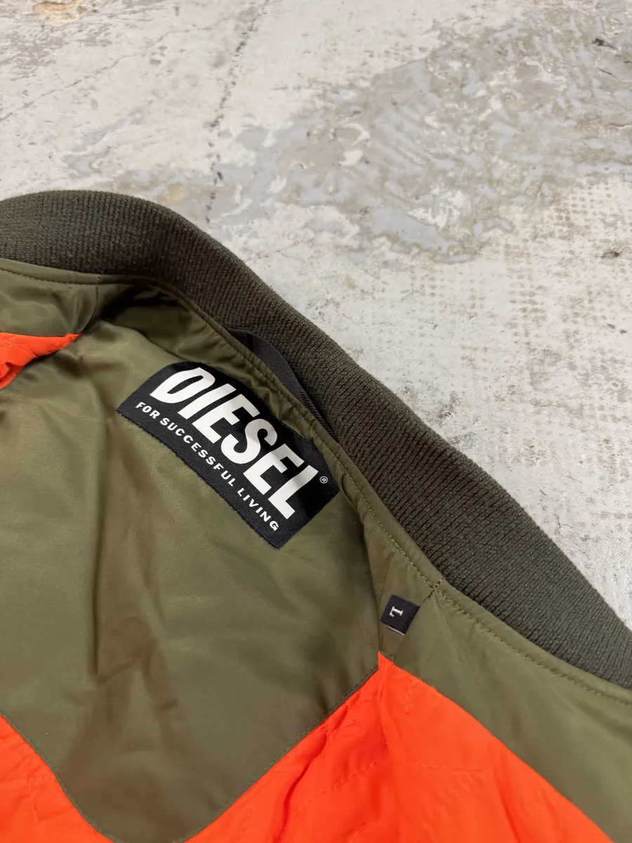 Diesel Khaki Camo Panel Bomber Jacket - Image 10