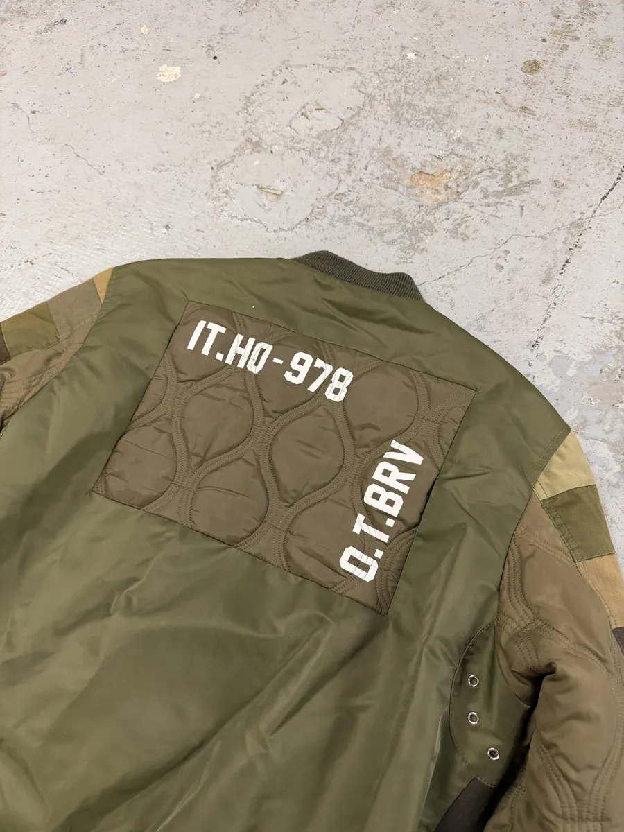 Diesel Khaki Camo Panel Bomber Jacket - Image 11