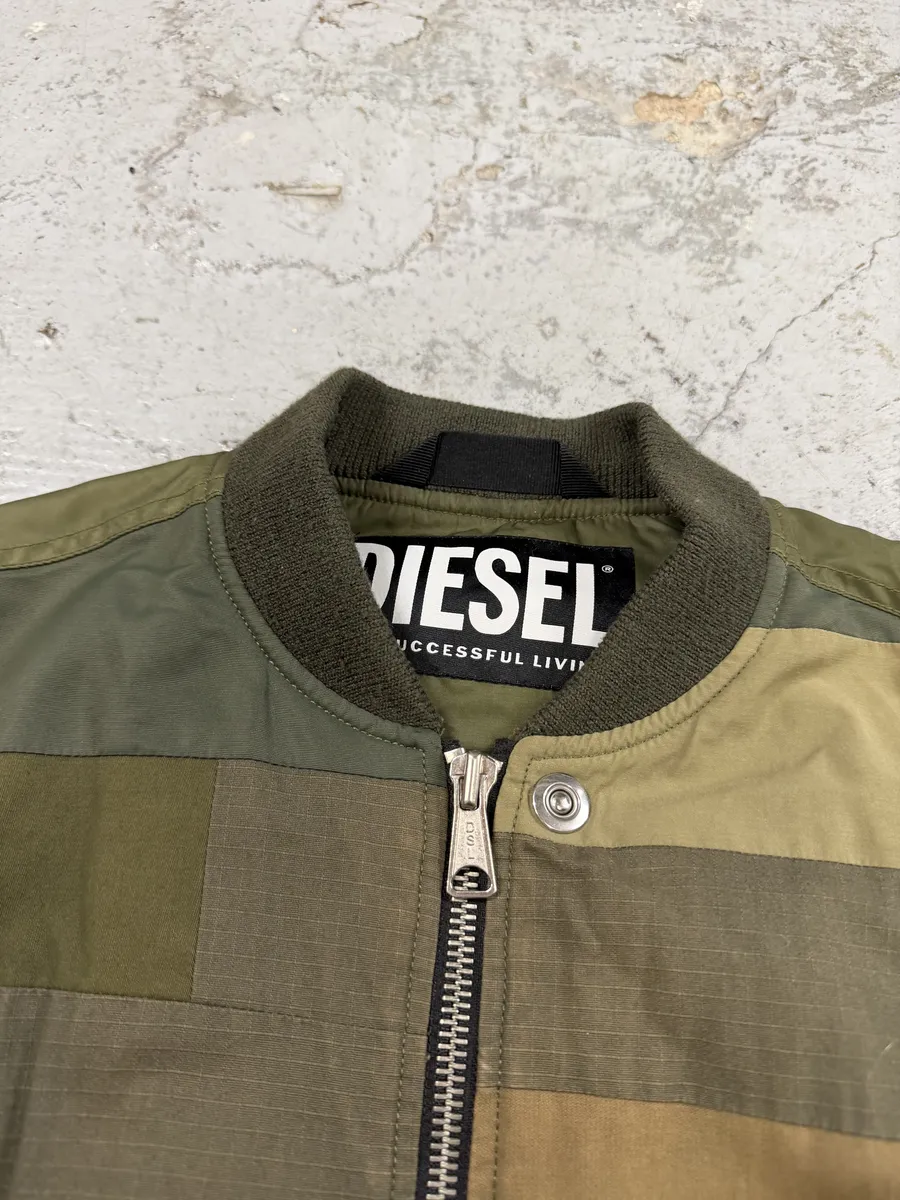Diesel Khaki Camo Panel Bomber Jacket - Image 12