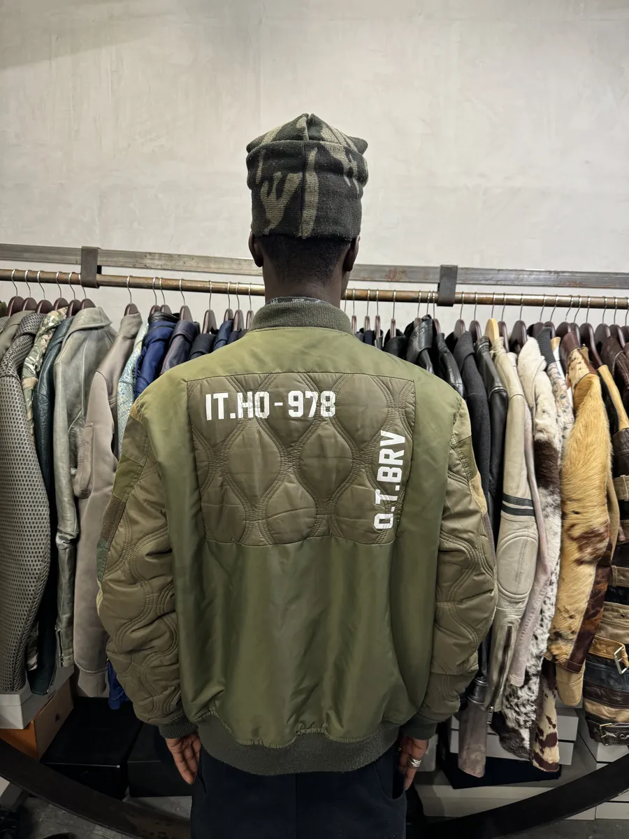 Diesel Khaki Camo Panel Bomber Jacket - Image 3