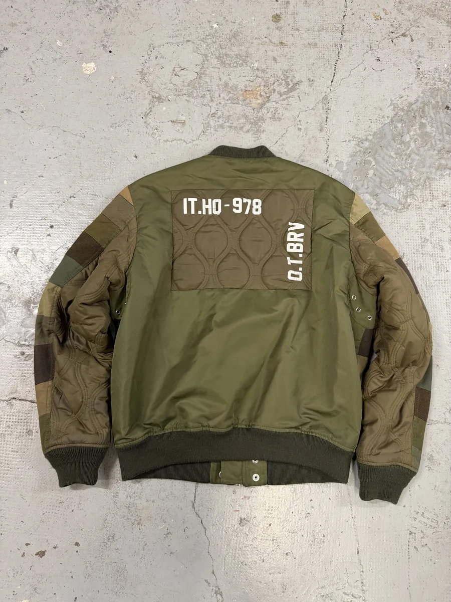 Diesel Khaki Camo Panel Bomber Jacket - Image 5