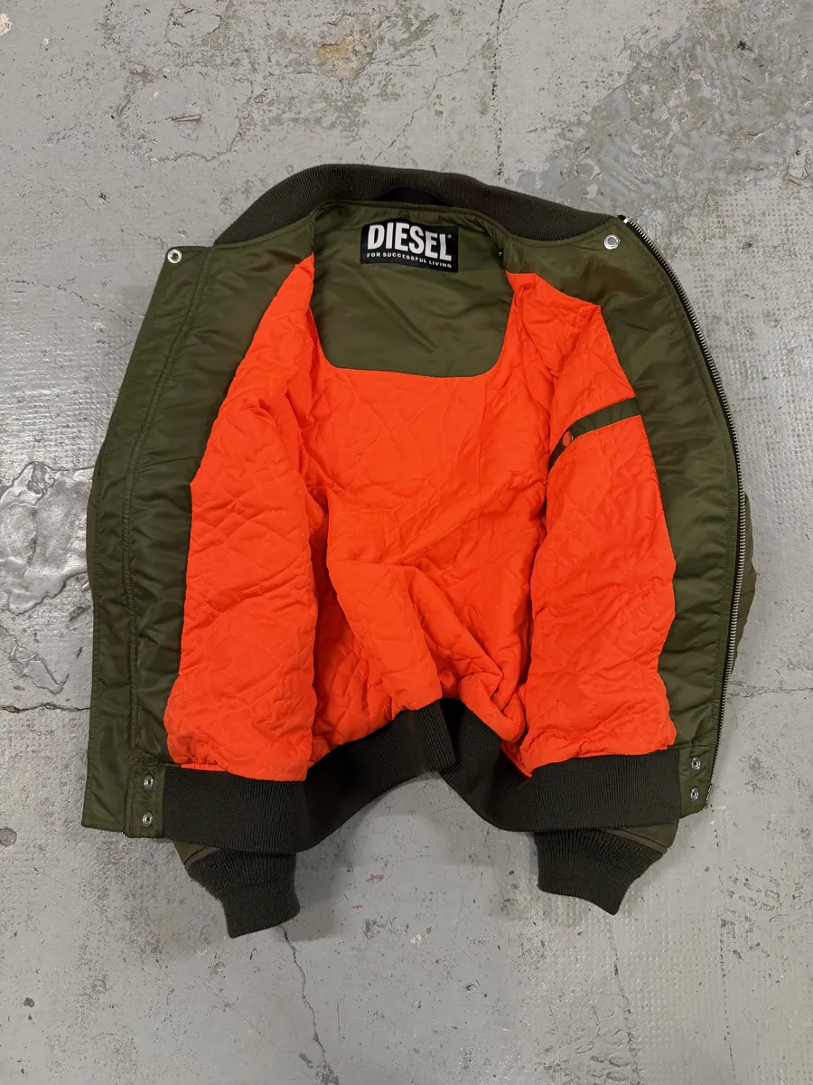 Diesel Khaki Camo Panel Bomber Jacket - Image 8
