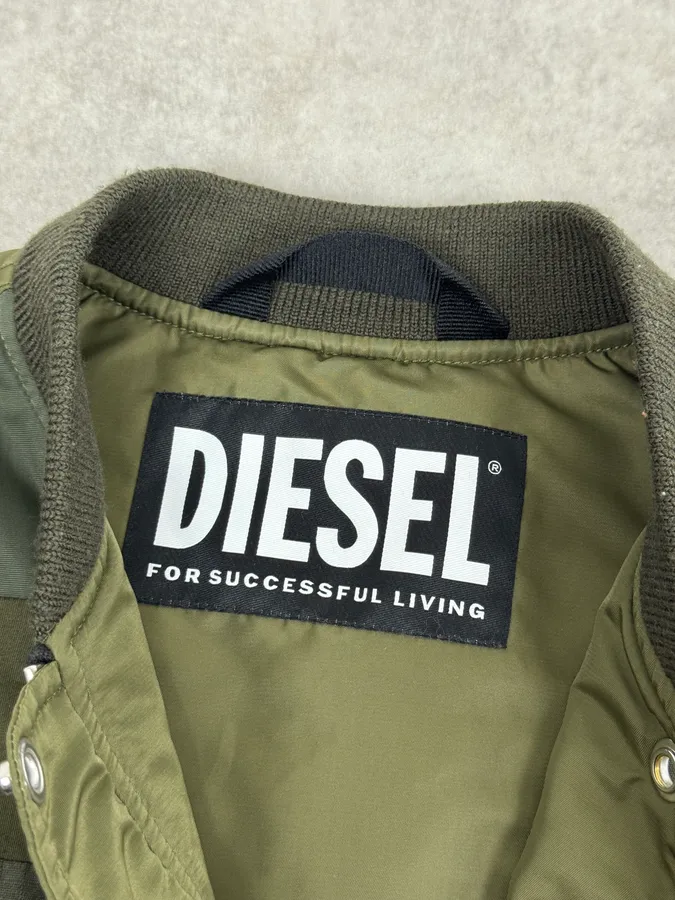 Diesel Khaki Camo Panel Bomber Jacket - Image 10