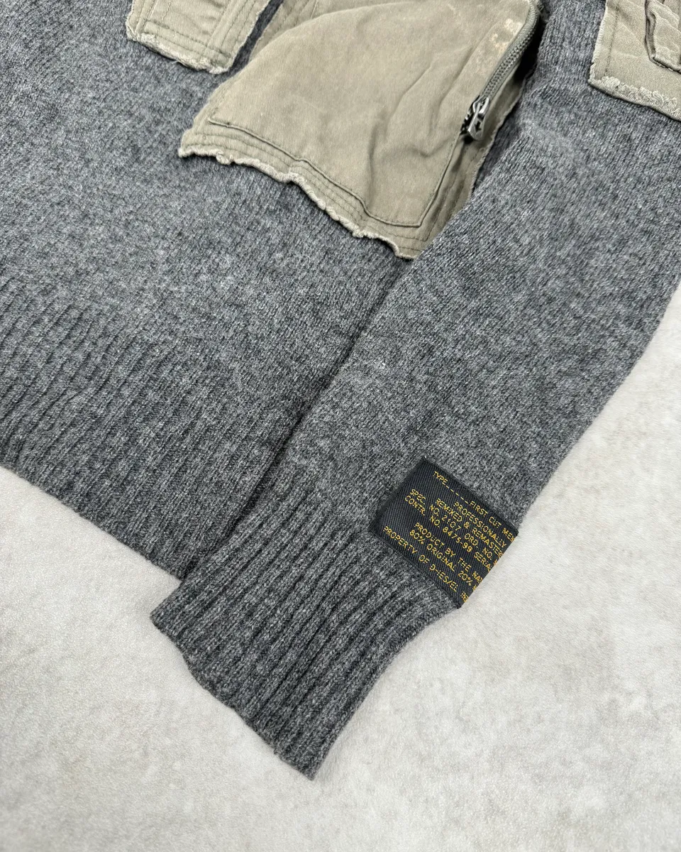 Diesel Khaki & Grey Military Wool Cargo Sweater - Image 7