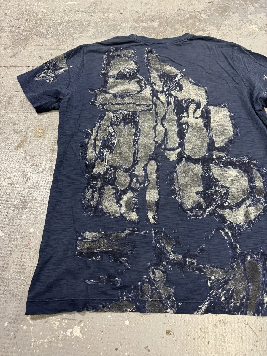 Diesel Navy Distressed Tee-Shirt - Image 5
