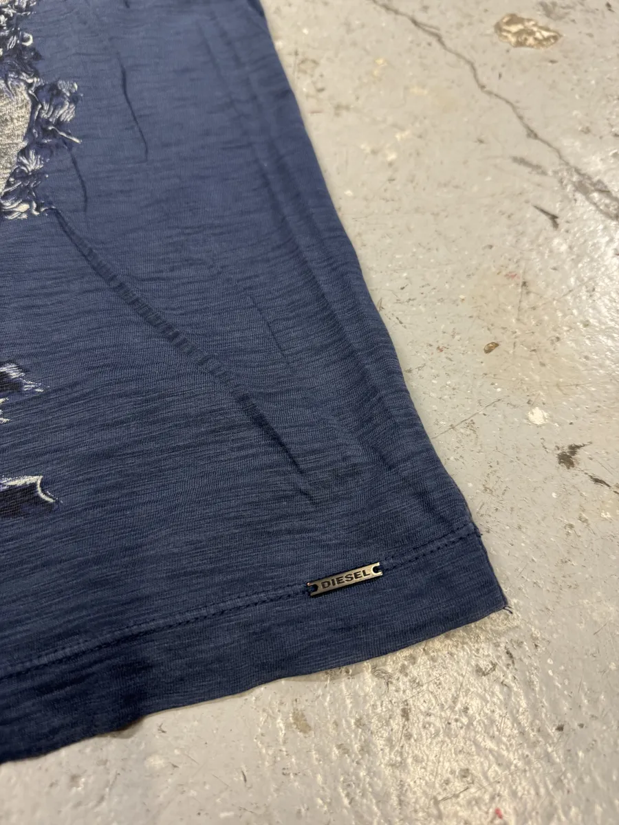 Diesel Navy Distressed Tee-Shirt - Image 6