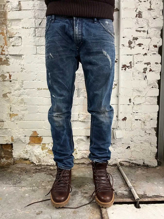Diesel Navy Faded Distressed Slim Denim Jeans - Image 2