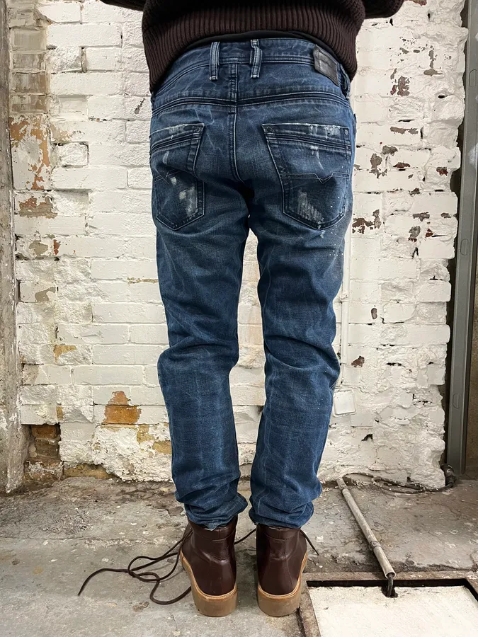Diesel Navy Faded Distressed Slim Denim Jeans - Image 4