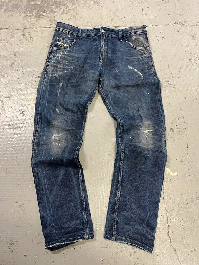 Diesel Navy Faded Distressed Slim Denim Jeans - Image 5
